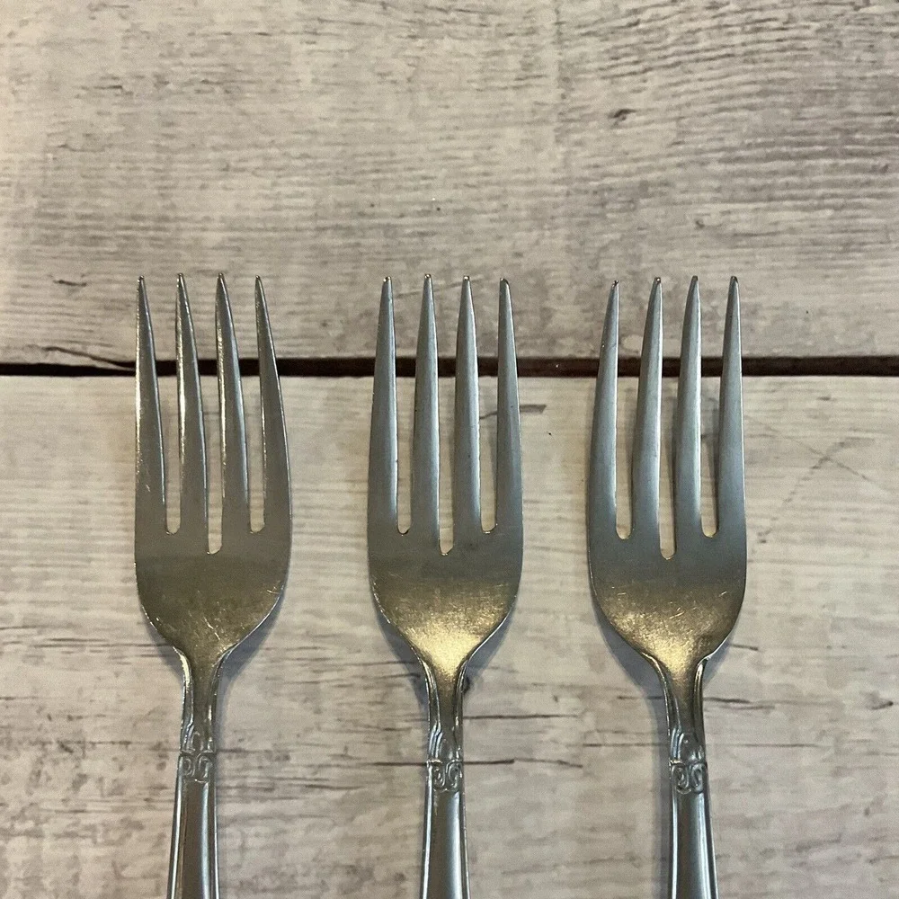 Stanley Roberts Rogers Stainless Flatware COURTSHIP 3 Salad Dessert Forks Korea
